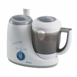 Beaba Procesador de Comida para Bebés Babycook Original 4 en 1: Vapor, Mezcla, Descongela, Recalienta, Vapor Rápido 15 Min - Gris/Azul