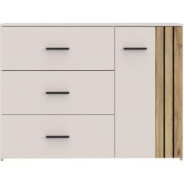 WAIKATO WKTK221RM902 Cómoda con 3 cajones y 1 puerta, Blanca, 119,9 x 41,3 x 89,7 cm