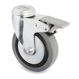Q&Q Rueda Giratoria Jade Plus Ø100 mm Aro Goma Gris Freno Integral, Taladro Pasante, Placas Antihilos, Doble Hilera Bolas, 70kg Precio: 11.49999972. SKU: B1FS4LWLC8