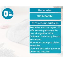 KioKids Toalla de Baño Bebé 100% Bambú Gris con Capucha 76x76 cm. Suave, Absorbente, Termo Climática, Certificado Oekotex +0 Meses