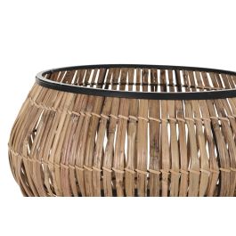 DKD Home Decor Macetero Balines Natural Negro Ratan y Metal 50 x 25.4 x 50 cm Set de 2