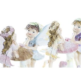 DKD Home Decor Figura Shabby Rosa Azul Hadas Resina 4.5 x 9 x 11.5 cm (4 Unidades)