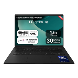 LG 14ZD90T Gram Portátil 14" WUXGA DCI-P3 Antirreflejos Intel Core Ultra 7 255H 16GB RAM 1TB SSD AI FreeDOS Negro Precio: 1263.49999996. SKU: B19DYMKZ9F