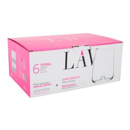 Lav Set de 6 Vasos de Cristal Terra, 475 ml - Ideal para Agua, Zumo o Refrescos. Diseño Moderno y Duradero. (8 Cajas)