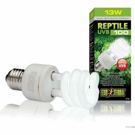Exo Terra PT2186 Bombilla Fluorescente Compacta Reptile UVB 100 para Terrario Clima Tropical y Subtropical 13W
