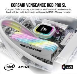 Memoria para PC CORSAIR DDR4 - VENGEANCE RGB PRO SL 32GB (2x16GB) - 3600Mhz - CAS 18 - Blanco (CMH32GX4M2D3600C18W)