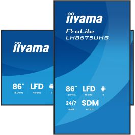 iiyama LH8675UHS-B2AG Pantalla 85.6" (217cm) 4K UHD Señalización Digital WiFi 24/7 500 cd/m2 16:9 IPS LCD 3xHDMI DP 2xUSB Android 11