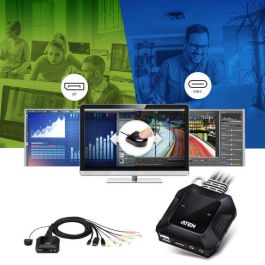 Aten Switch KVM CS52DP DisplayPort USB-C 2 Puertos, 4K UHD, Compatible con Windows, Mac, Linux, Android, iOS