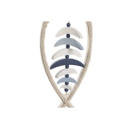 DKD Home Decor Decoracion Colgante Atlantico Pez Azul Blanco MDF Cuerda 2 x 64 x 18 cm (2 Unidades)