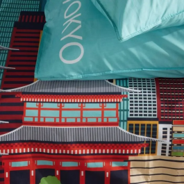 Today TOD3574641268664 Juego de Cama para 2 Personas 240x220 cm Algodón Estampado Tokio Azul