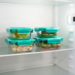 Recipiente Cuadrado Hermético Vidrio Turquesa Luminarc 122 cL