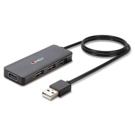Lindy Concentrador USB 2.0 de 4 Puertos para PC USB Tipo A, 480Mbps, Retrocompatible USB 1.1/1.0, Plug & Play, Alimentación por Bus/DC