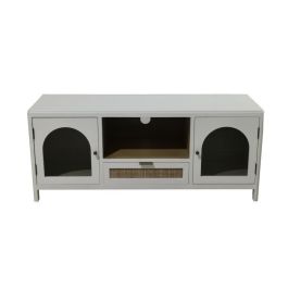 Mueble de TV Home ESPRIT Blanco Cristal Madera de Paulonia 120 x 40 x 50 cm