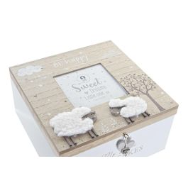 DKD Home Decor Caja Natural Blanco Mdf Cristal 21 x 1.5 x 20 cm (4 Unidades)