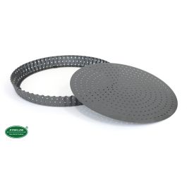 Quttin Molde para Tarta Desmontable Perforado de 28 cm de Diámetro y 3 cm de Alto, Base de 0.7 mm (12 Unidades)