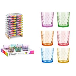 Vivalto Vaso de Vidrio Diamante 360 ml Surtido 6 Colores Amarillo, Azul, Naranja, Morado, Rosa, Verde (162 Unidades) Precio: 159.50000022. SKU: B13GHNFAES
