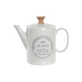 DKD Home Decor Tetera Basicos de Gres Color Blanco con Capacidad de 1 Litro y Dimensiones de 12 x 16.5 x 22.5 cm, Peso Neto 0.75 kg