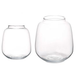 Jarrón de Cristal Ancho Pequeño Giftdecor 18x21x18 cm - Vidrio Transparente (4 Unidades) Precio: 28.6044. SKU: B13NNHJ2KZ
