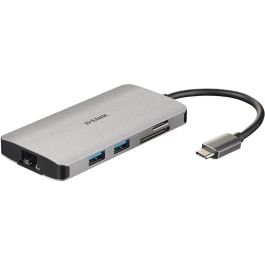 D-Link DUB-M810 Docking Station Hub USB-C con HDMI 4K, Gigabit Ethernet, Lector SD/microSD, 3x USB 3.0 y USB-C Power Delivery 100W Gris