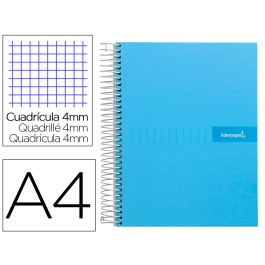 Cuaderno Espiral Liderpapel A4 Crafty Tapa Forrada 80H 90 gr Cuadro 4 mm Con Margen Color Celeste