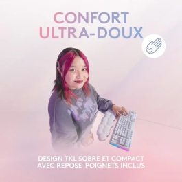 Logitech G Teclado para juegos G713 Mecánico Táctil con cable GX Brown Reposamuñecas Niebla Blanca