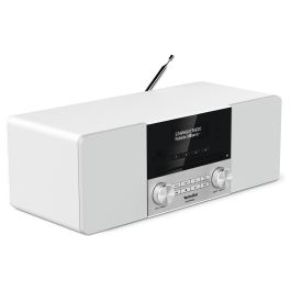 TechniSat Digitradio 3 | Radio digital DAB+ y FM | 20W RMS | Bluetooth 4.1 | USB | OLED | Mando incluido | Color Acero/Blanco