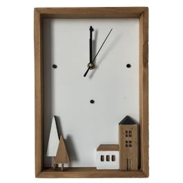 DKD Home Decor Reloj de Pared de Madera Estilo Urban, con Colores Blanco y Marrón, Colección Casitas, 30x20x4 cm Precio: 8.79186. SKU: S3032096