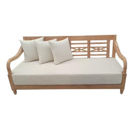 DKD Home Decor Sofá Balinés de Teca con Cojín 190x75x85 cm – Altura Asiento 41 cm