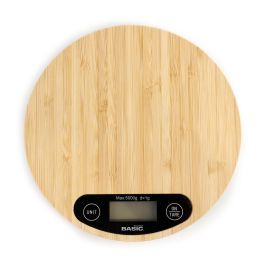 Inde Báscula de Cocina Digital Redonda de Bambú 5 Kg. Dimensiones: 20.8 cm (Largo) x 20.7 cm (Alto) x 4.1 cm (Ancho) (12 Unidades)