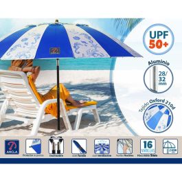 Atosa Sombrilla de Playa Modelo Fondo Marino con UPF 50+, Aluminio, Azul, 220 cm