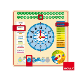 Diset Reloj Calendario Didáctico Infantil de Aprendizaje Meses Estaciones Tiempo Días Horas Minutos Fichas Móviles No Extraíbles 2 Años Juego Educativo 44x44x3 cm