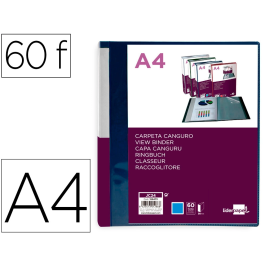 Liderpapel Carpeta 60 Fundas Canguro PP DIN A4 Azul Translúcido Portada y Lomo Personalizable Precio: 6.50000021. SKU: B155P9GS4J