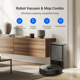 EZVIZ RE4 Plus Robot Aspirador y Fregasuelos con Base Autovaciable 4L, 90 Días sin Vaciar, 4000 Pa, Navegación LiDAR, Negro EZVIZ RE4 Plus Robot Aspirador y Fregasuelos con Base Autovaciable 4L, 90 Días sin Vaciar, 4000 Pa, Navegación LiDAR, Negro