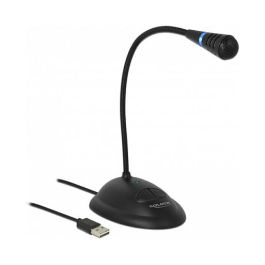 DeLOCK 65871 Micrófono para PC USB Schwanenhals con Mute, Interruptor On/Off, Plug & Play, Negro