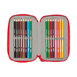 Plumier Triple Atlético Madrid Rojo 12,5 x 19,5 x 5,5 cm 36 Piezas