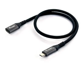 Equip Cable Prolongador USB-C 3.2 Gen2 Macho Hembra 10Gbps 4K/60HzColor Negro 0.5m Malla algodon trenzado Carcasa Conector Aluminio