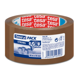 Tesa Cinta Adhesiva Marron Strong 66 mt x 50 mm Bajo Ruido para Embalaje