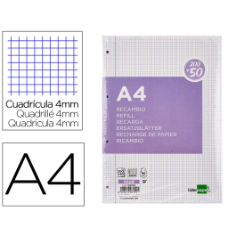 Liderpapel Recambio A4 250 Hojas 90gr Cuadro 4mm Con Margen 4 Taladros Precio: 5.50000055. SKU: B1FPL2X5ZD