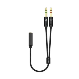 AISENS - CABLE ADAPTADOR AUDIO JACK 3.5 4PINES/H-2XJACK 3.5 3PINES/M, NEGRO, 25CM Precio: 1.79000019. SKU: B16ZH4DBK7
