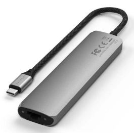 Satechi Adaptador Multi-puerto USB-C Slim 7-en-1 con Ethernet, HDMI 4K@60Hz, Lector SD/MicroSD, 2x USB-A, Carga PD 100W, 10Gbps, Gris Espacial