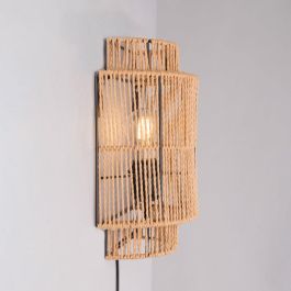 SKD-W1025 Aplique de Pared Mirpur Khas de Madera, Estilo Natural y Mediterráneo para Bombilla E27, para Salón, Comedor, Dormitorio