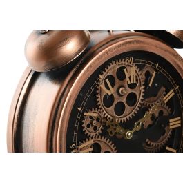 DKD Home Decor Reloj de Sobremesa Vintage Cobrizo de Hierro y Cristal, 33,5 cm Alto x 26 cm Ancho x 8 cm Fondo | Requiere 3 Pilas AA