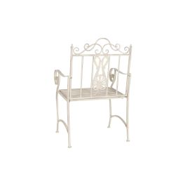 DKD Home Decor Silla Terraza y Jardín Metal Blanco Desmontable 52x98x63.5 cm Altura Asiento 46 cm