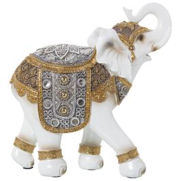 Figura Decorativa Alexandra House Living Blanco Dorado Plástico Elefante 13 x 26 x 27 cm