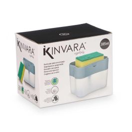 Kinvara Dosificador de Jabón y Estropajo Plástico PP Amarillo Transparente Gris 14x11x9.5 cm (12 Unidades)