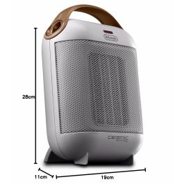 De'Longhi HFX30C18 Calentador Ventilador Cerámico Móvil 1800W, Termostato Ajustable, Ventilación Verano y Seguridad Antivuelco Blanco Marfil