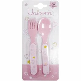Fun House Set de Vajilla Infantil Unicornio 006319 - 2 Platos, 2 Cubiertos y 1 Peluche