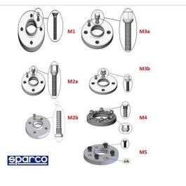 Sparco S051STB74 Separadores Rueda 5x112 Buje 66.45B Rosca M14x1.50 Grosor 16mm Tipo M2A - Set 2 Piezas