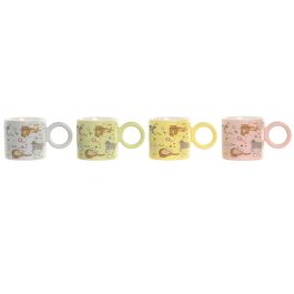 DKD Home Decor Taza Mug Scandi de Porcelana Surtido Verde Rosa 330ml - Apta Microondas y Lavavajillas (12 Unidades)