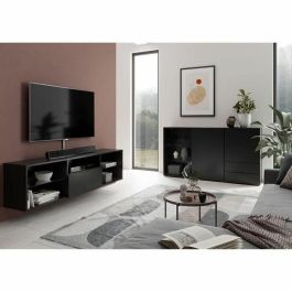 FMD FMD4029494126405 Mueble bajo para TV/Hifi, Decoración en negro, L153,5 x H52 x D31,5 cm, Hecho en Alemania